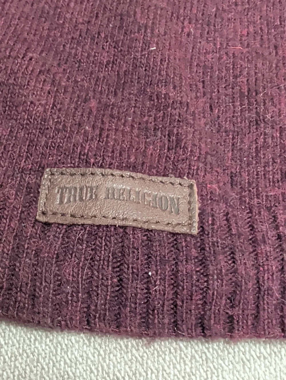 True Religion Maroon Knit Slouch Beanie